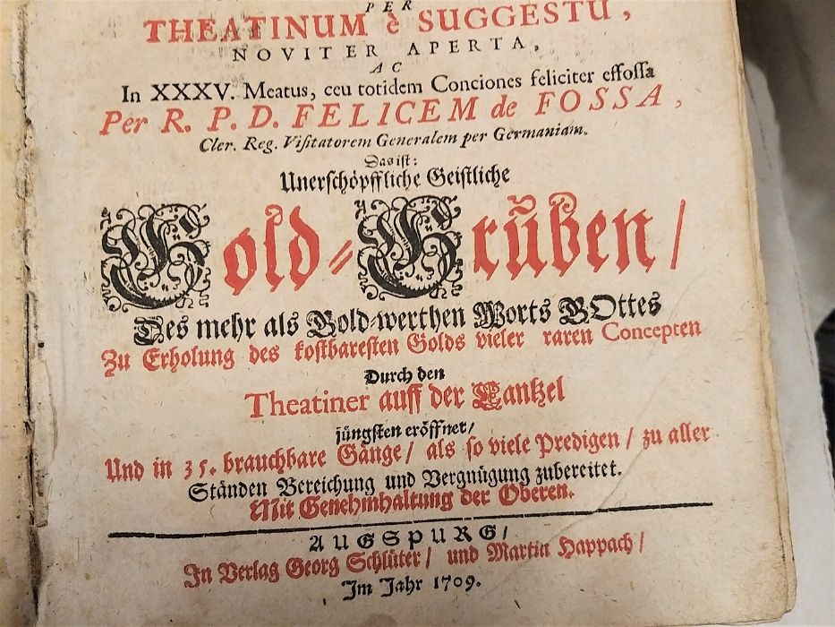 Aurifodina kopalnia złota Dzieło teologiczne F. Fossa 1709r