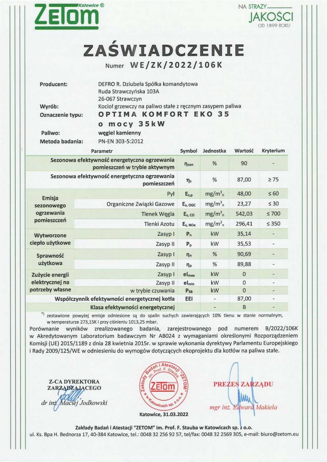 Kocioł, piec DEFRO OPTIMA KOMFORT EKO 35 kW - zasypowy / tradycyjny