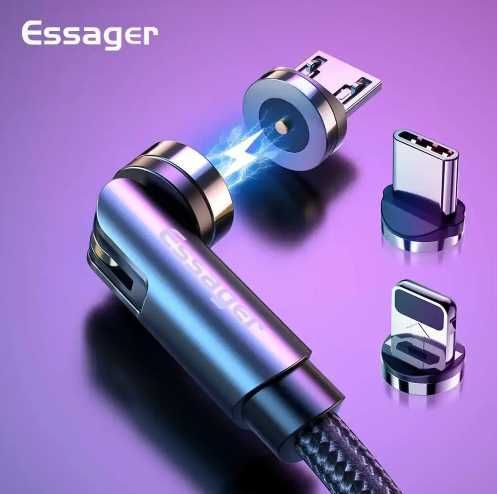 Кабель зарядный micro USB Essager повор на 540° магн / 2 метра