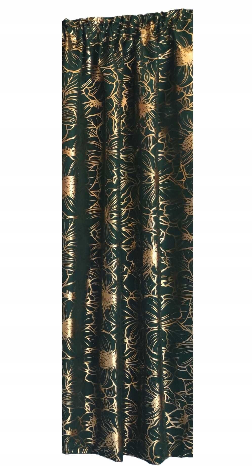 Komplet zasłon z tkaniny adria 100 x150 cm BUTELKOWA ZIELEŃ