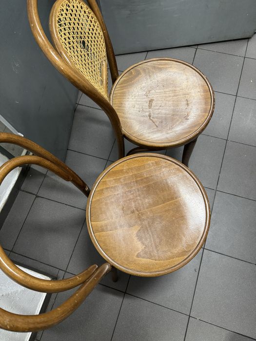Krzesla drewniane fameg, rattan, 2 szt