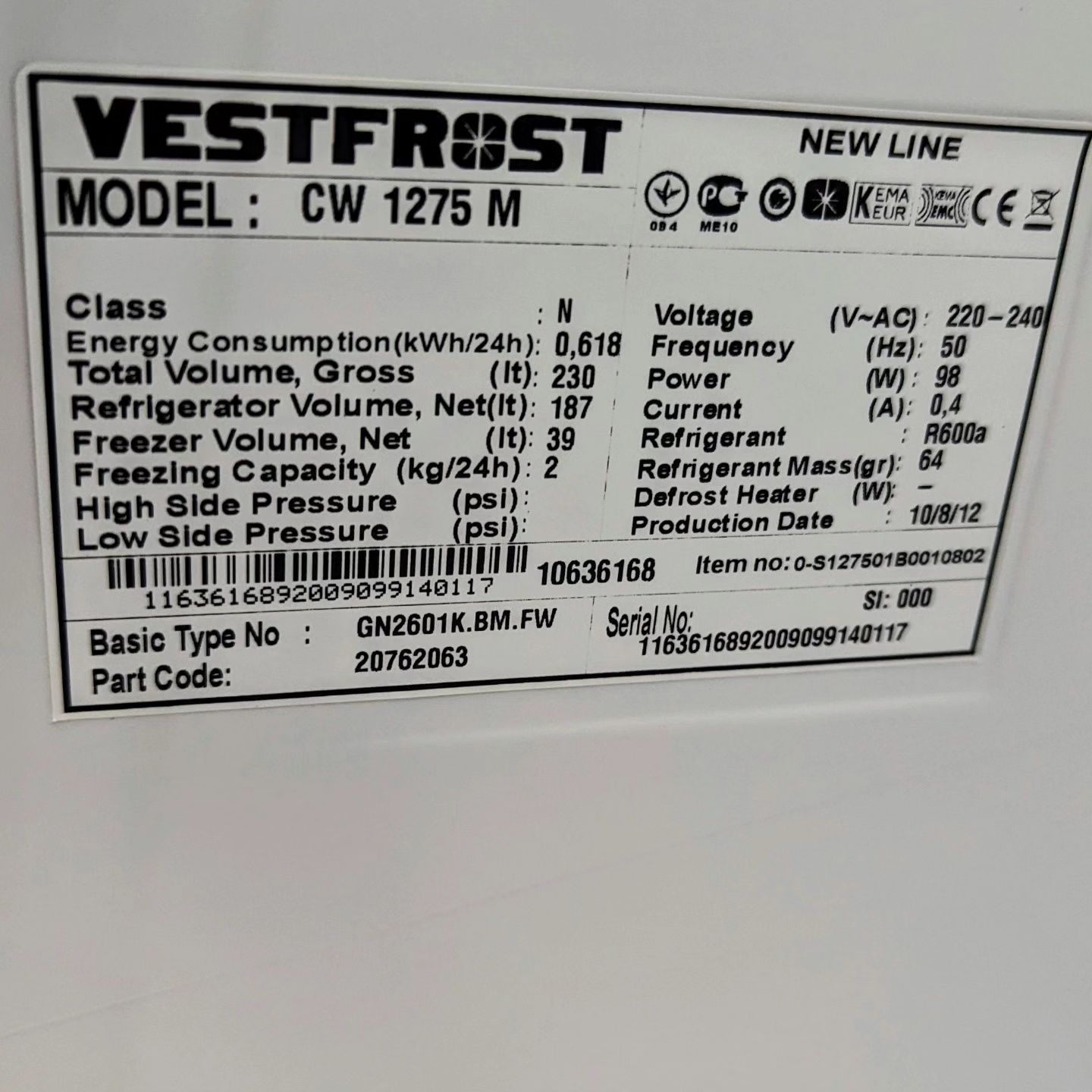 Холодильник двокамерний VestFrost / Гарантія / Доставка / Морозильная