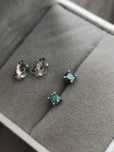 Kolczyki z prawdziwym szmaragdowym moissanitem 0,1ct ( 3mm ) srebro 92