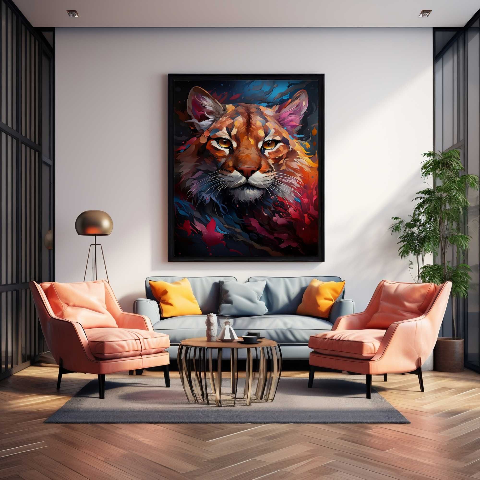 Plakat na Ścianę Obraz Tygrys Abstrakcja Kolory 50x70 cm Premium