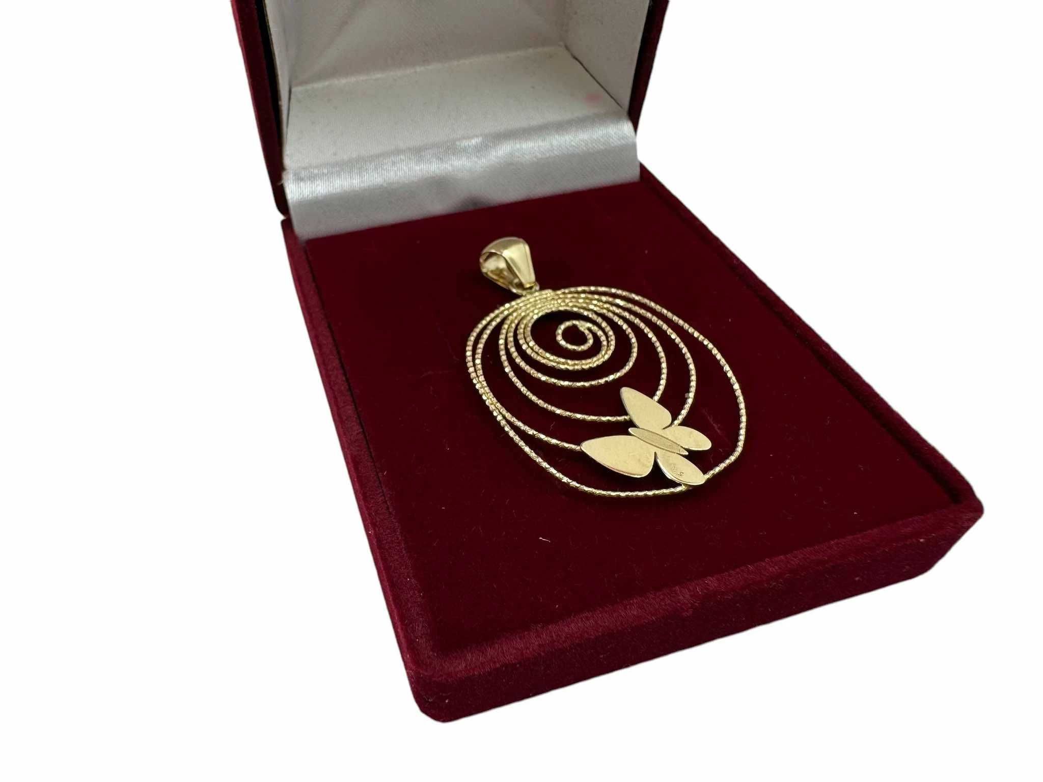 Złota Zawieszka Motylek Na Sieci 585 W:2,45g 4cmx3cm