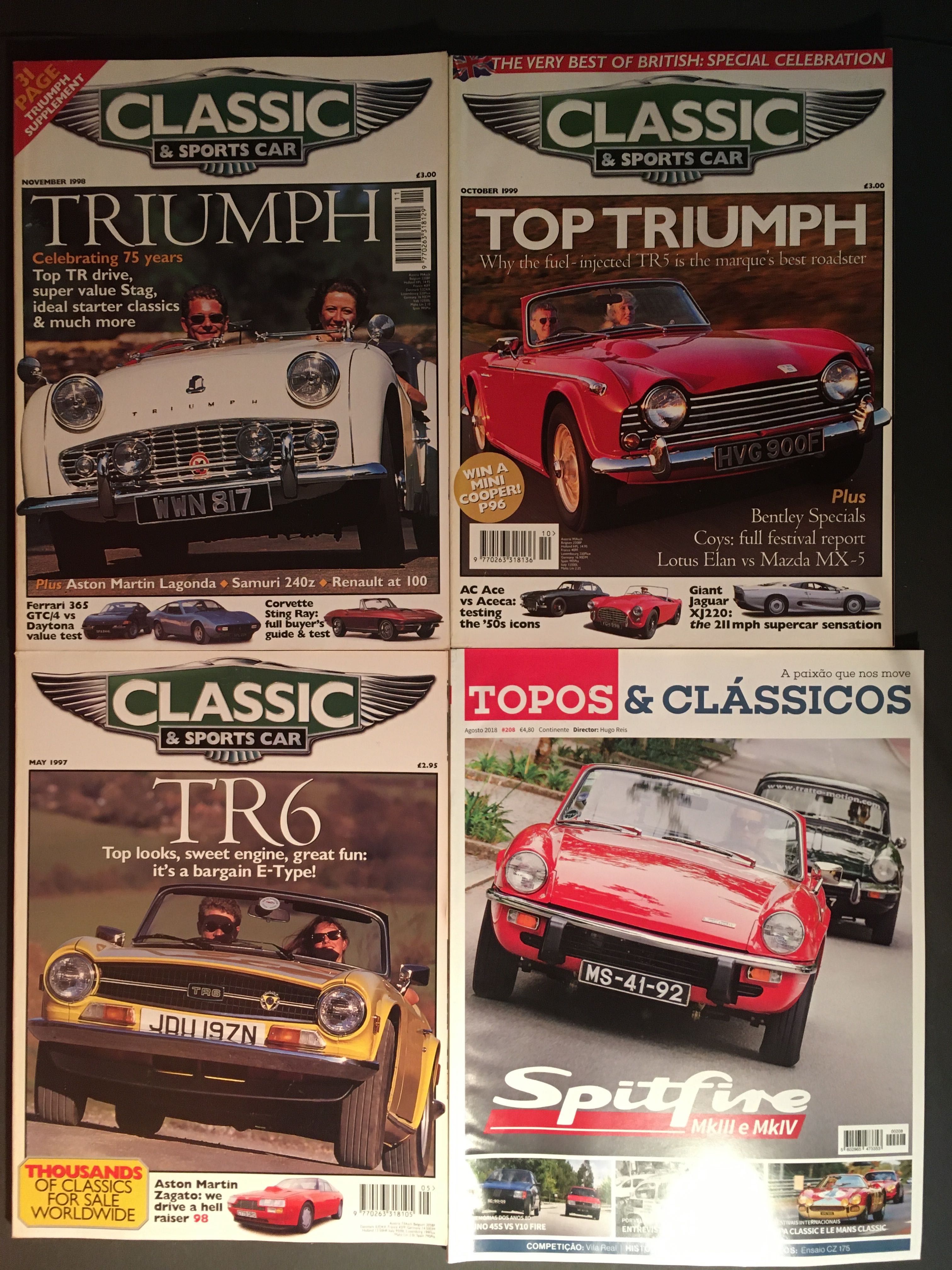 TRIUMPH - 4 revistas - 3 Classic & Sports Car - 1 Topos & Clássicos