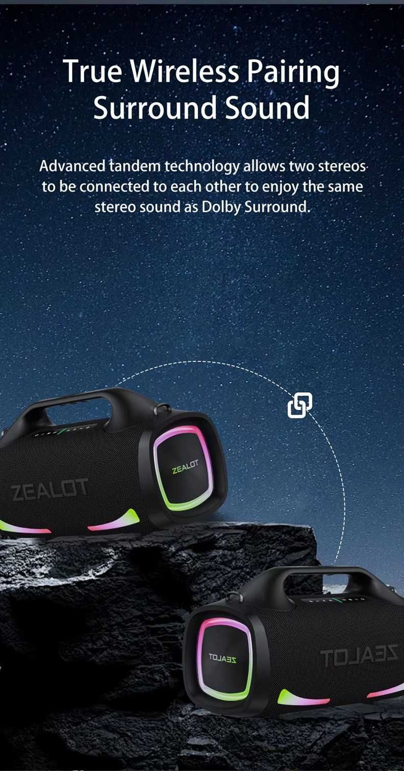 ZEALOT S79 Zewnętrzny głośnik Bluetooth 100W - 24000mAh - Nowy