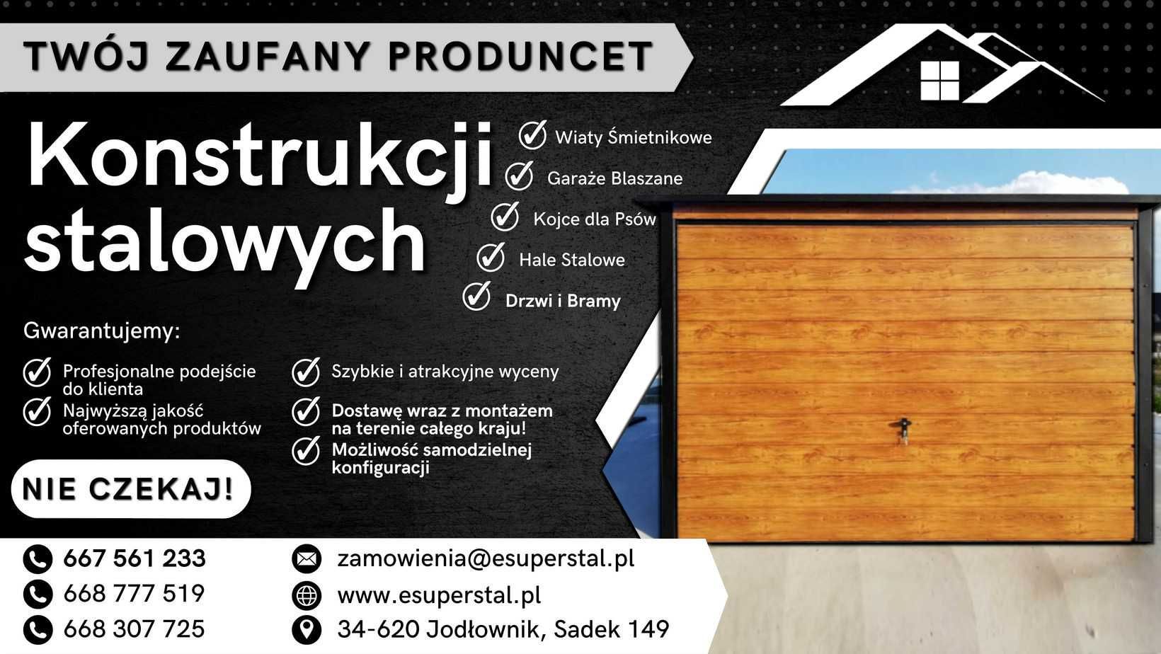 Nowoczesny garaż blaszany na wymiar 3x4 3x5 3x6 4x5 4x6 4x7 5x6 6x5