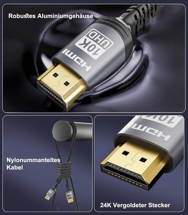 Kabel Hdmi 2.1 3m 48gbps 8k 60hz 4k 240hz Hdr10+ Ear C Ps5 Xbox Tv