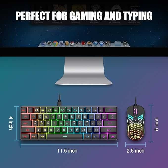 Klawiatura+mysz mechaniczna K62 mini RedThunder QWERTZ