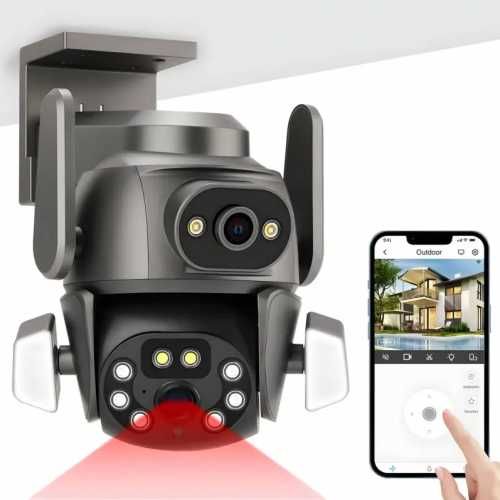 Камера наружная поворотная уличная двойная WIFI DOUL CAM Q-821 4Mp