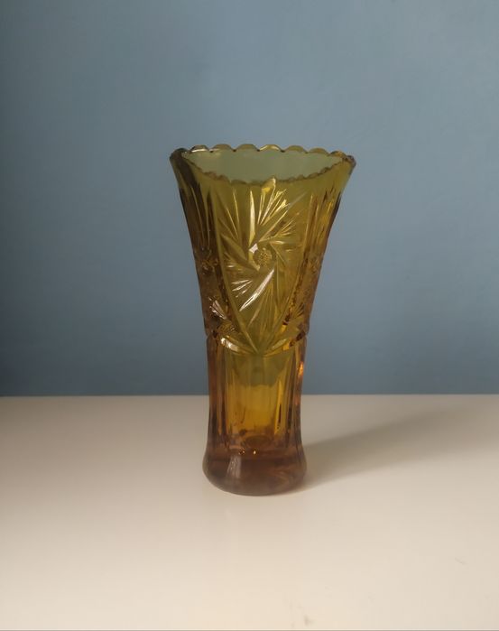 Ząbkowice wazon rozeta rozety 2259 miodowy bursztynowy PRL