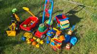 Zabawki do ogrodu kosiarka, Koparka, taczka wiaderko i foremki