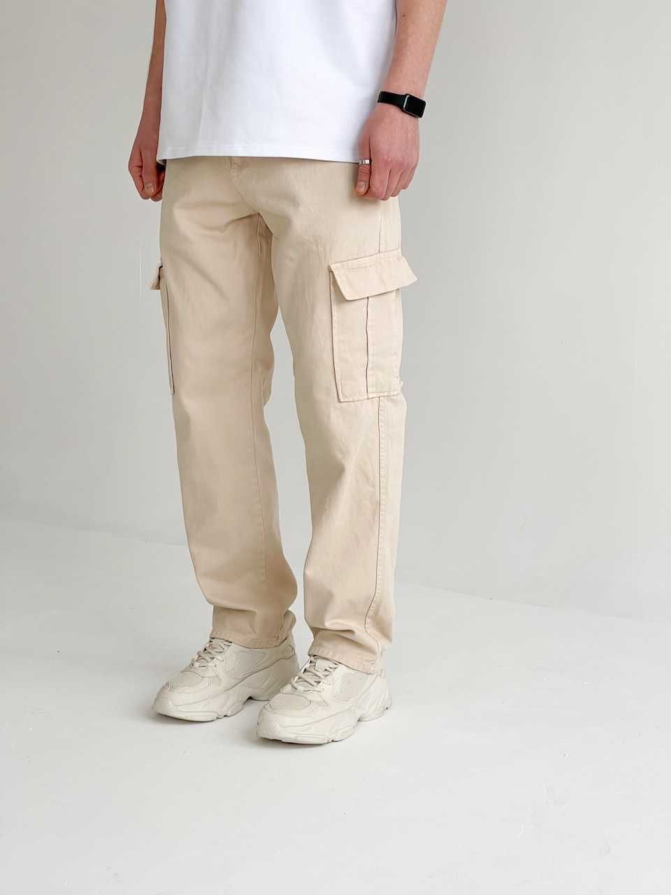 Штаны мужские широкие карго с карманами багги чоловічі штани широкі