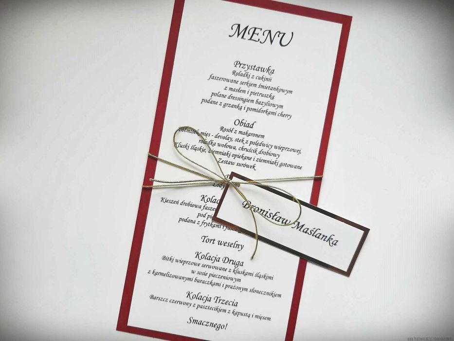 Karta menu z winietką