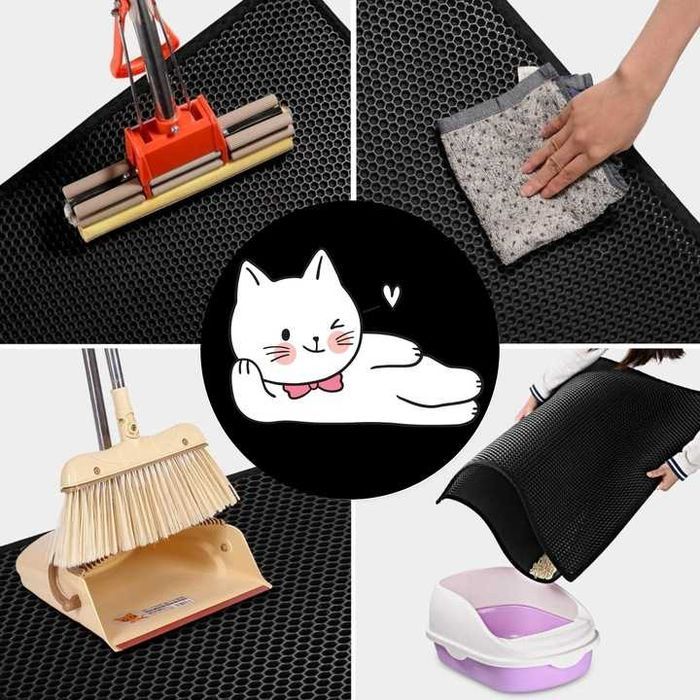 MATA POD KUWETĘ WYCIERACZKA Dla Kota Dwuwarstwowa Szara XXL 60x45 cm