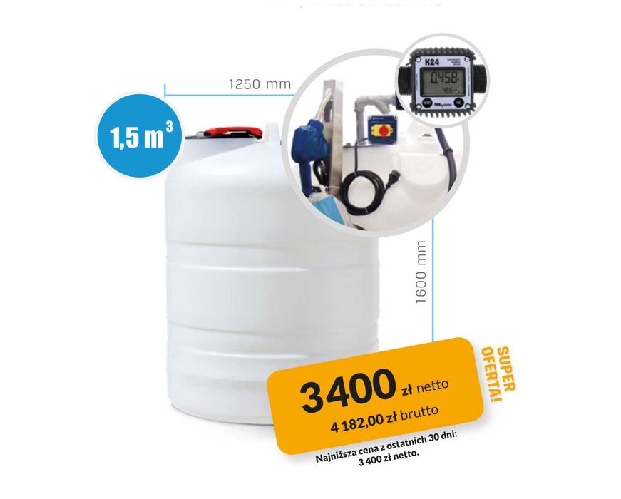 Zbiornik AdBlue® SWIMER BLUE TANK 1500 L z licznikiem K24