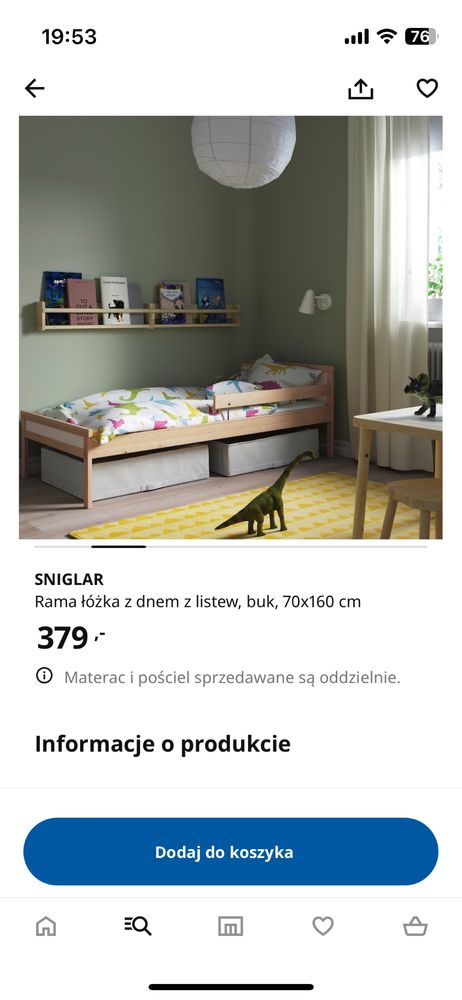 Łóżko Ikea 160x70 + materac + mata ochronna