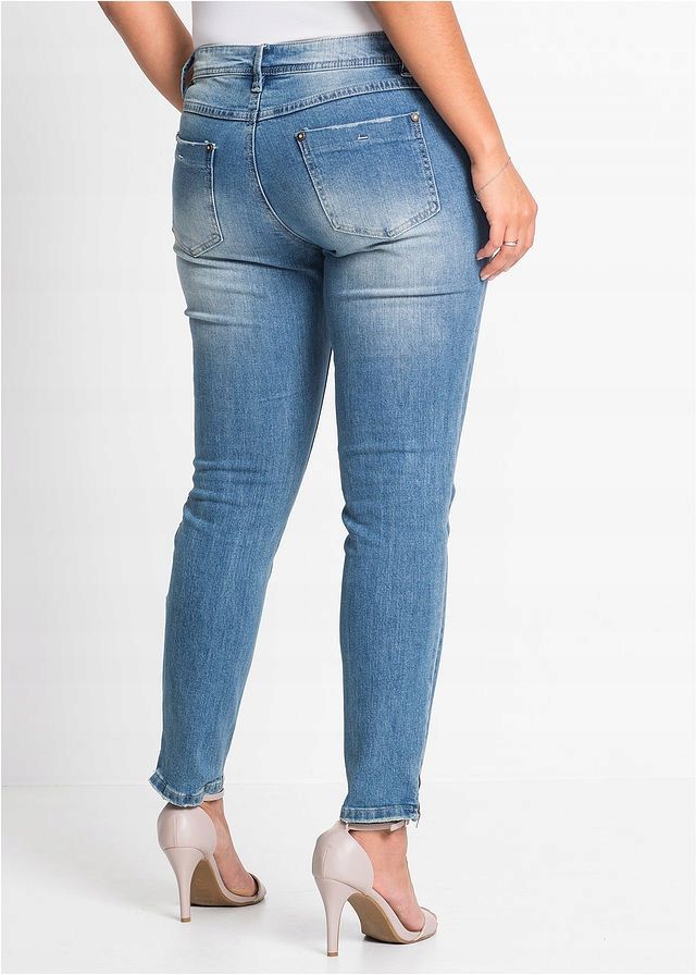 B.P.C jeansy damskie ze stretchem i z przetarciami niebieskie 44.