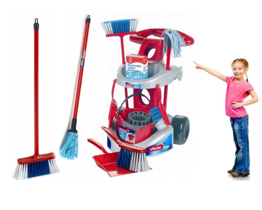 Wózek Do Sprzątania Vileda Klein 6721 Zestaw 6w1 Dla Dzieci Prezent