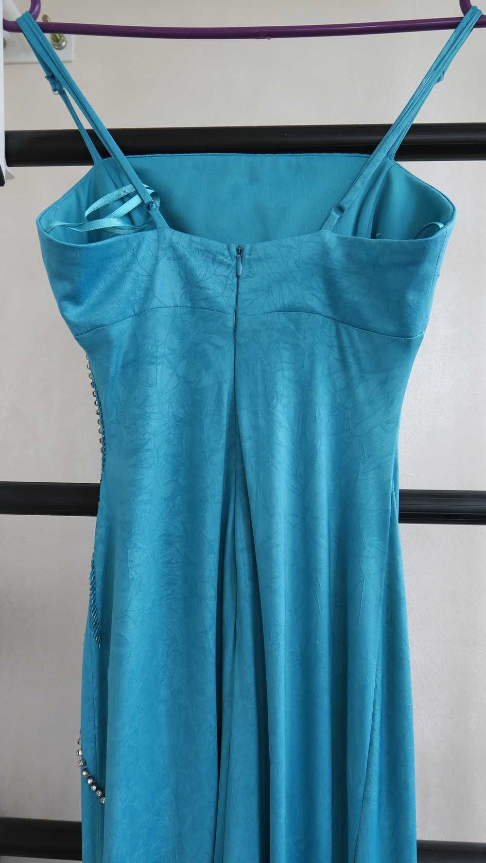 Вечірнє плаття бірюзового кольору S. На зріст 165-170см