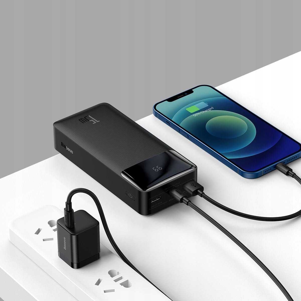 Baseus Bipow Powerbank 30000mAh 15W 2xUSB 1xC 1xMicro Black Sklep Wawa