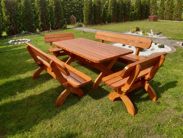 Drewniane meble ogrodowe stół ławki KOMPLET XXL