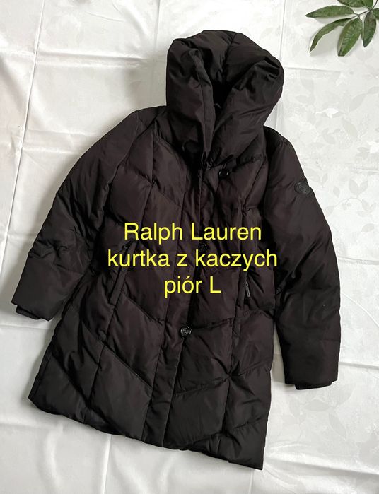 Ralph Lauren orginał kurtka puchowa z kaczych piór luksusowa L czarna