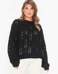 Sweter damski ażurowy oversize czarny S 36