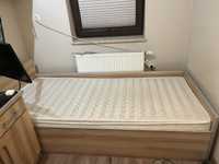 Łóżko jednosobowe drewniane używane + materac 90 x 200 cm