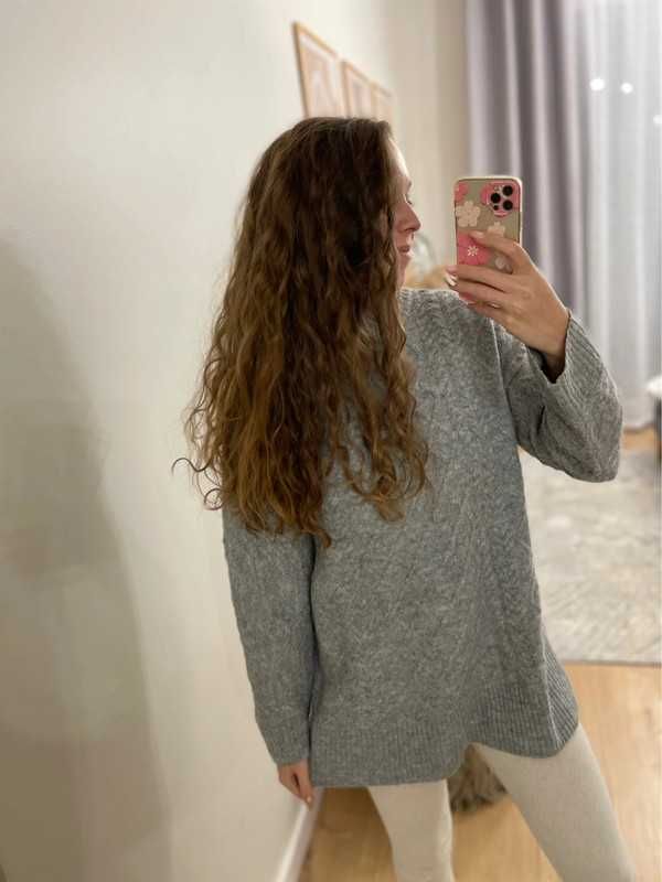 Sweter w warkocze szary Answear
