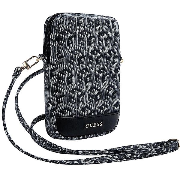 Torebka Guess Zip GCube Bottom Stripe na telefon - czarna