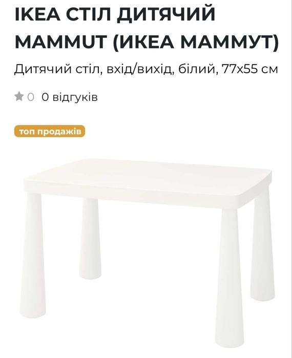 Комплект дитячих меблів столик та стільчик Ikea Mammut