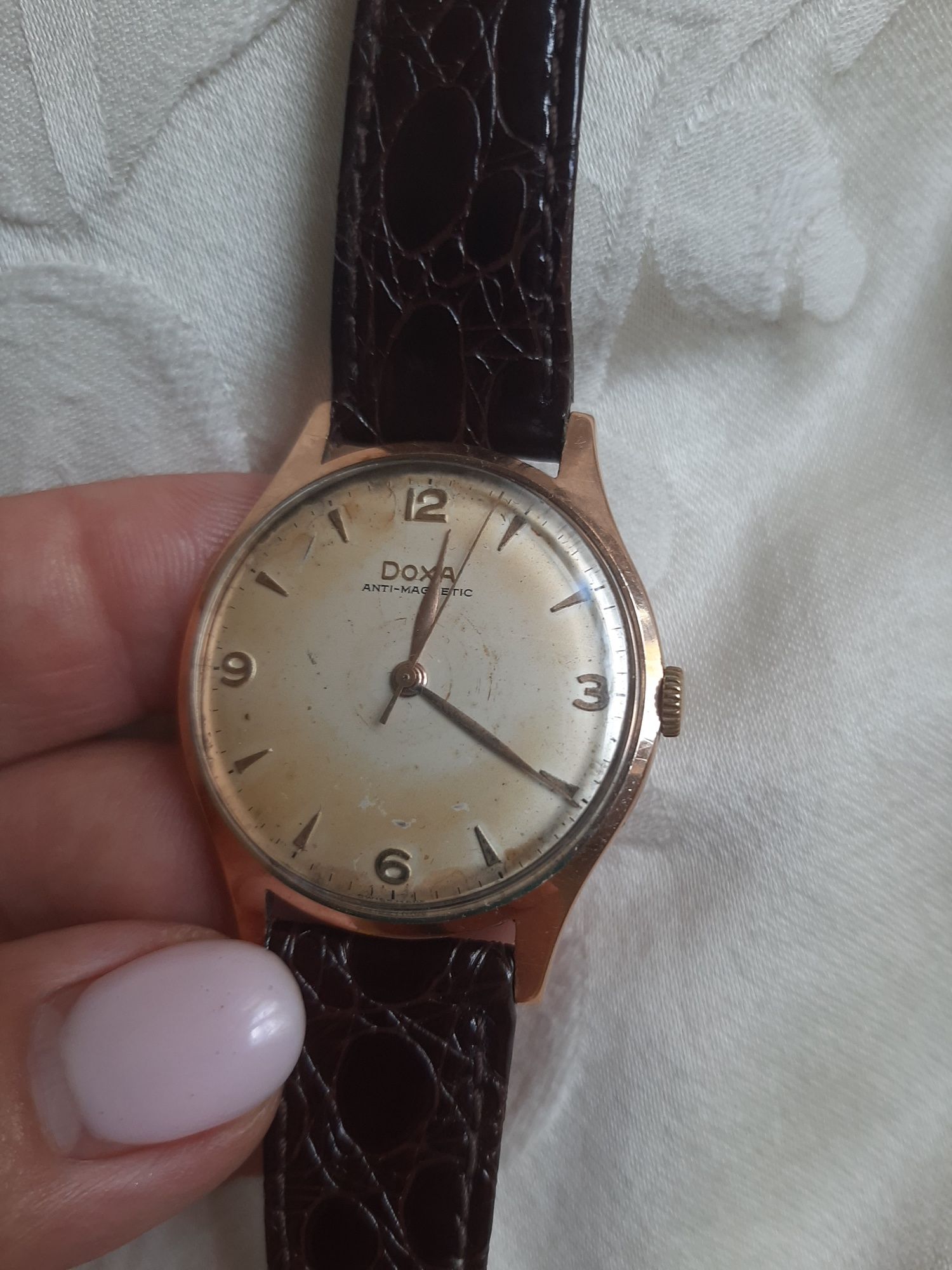 Doxa anti- magnetic złoty zegarek unisex lata sprawny, kolekcjonerski