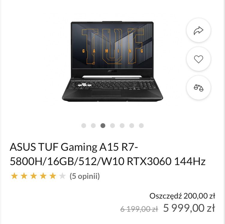 Laptop gamingowy Asus tuf a15