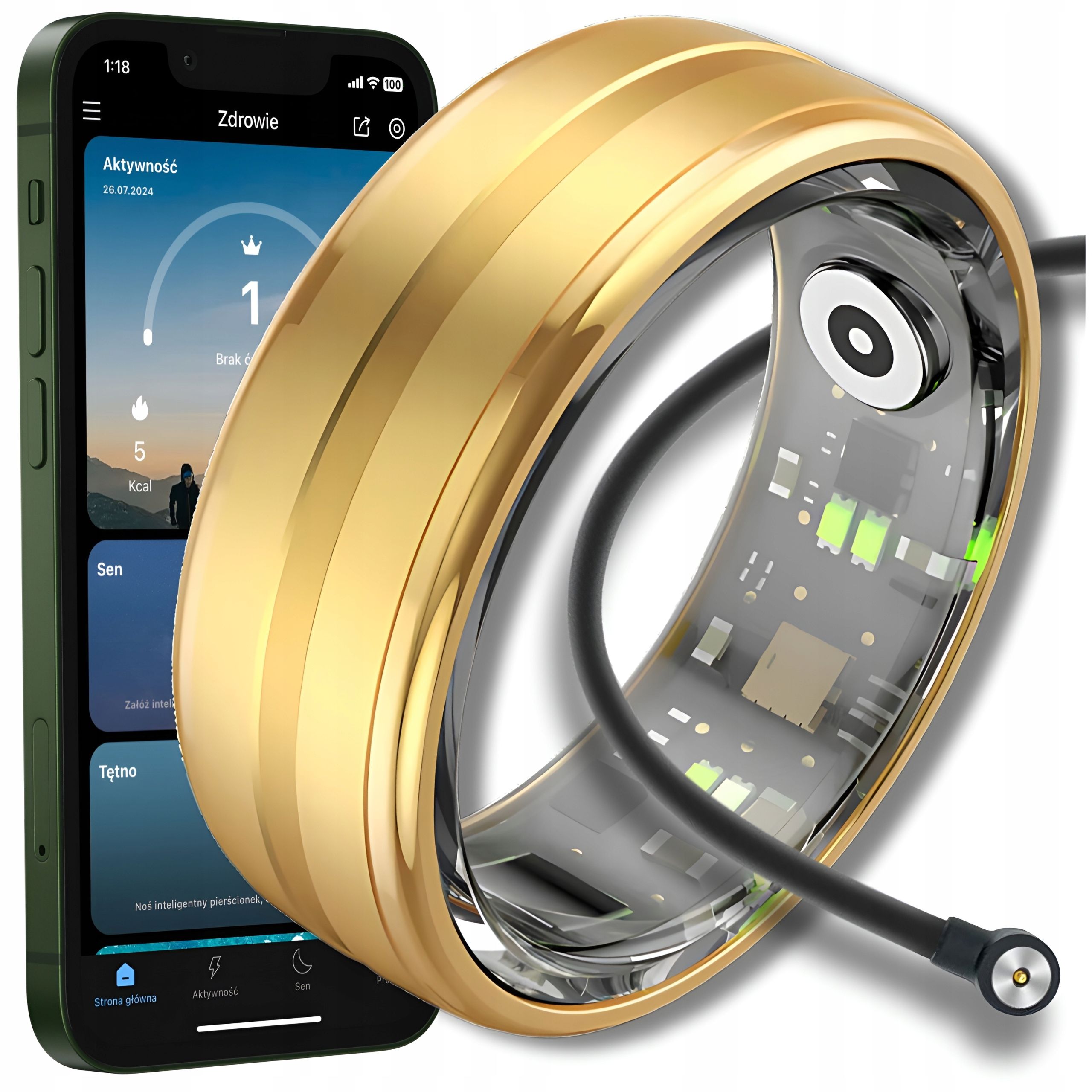 Smart Ring Inteligentny Pierścionek Tętno Sen Rozmiar 25 Smartring