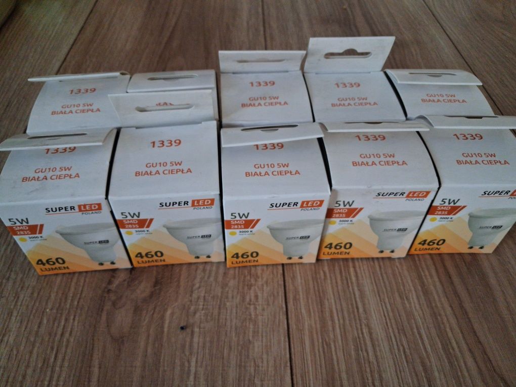 Nowe żarówki LED GU10 5W 3000K – ciepła biel – komplet 10 sztuk