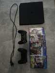 PlayStation 4 Slim 1TB 2 Pady 6 gier kabel