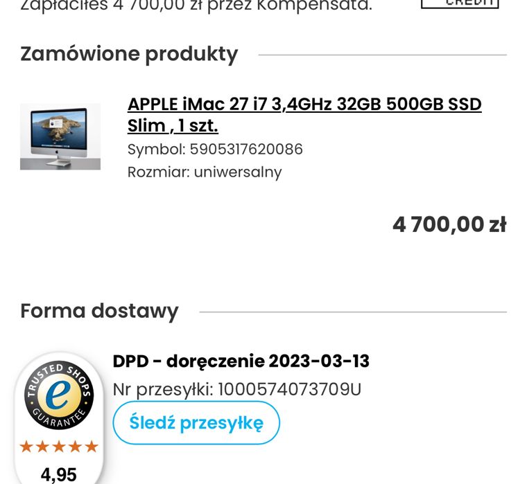 Imac 27 A1419 na części lub naprawy