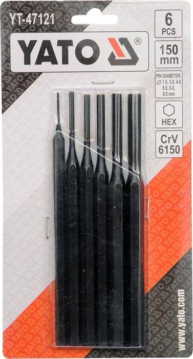 Yato Zestaw Precyzyjnych Wybijaków Stalowych Crv 1.5-8mm 6 Sztuk Yt-47