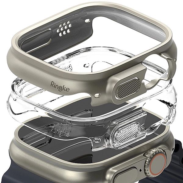 Ringke Slim 2-Pack Apple Watch Ultra 1 / 2 (49 Mm) Clear & Titanium Gr