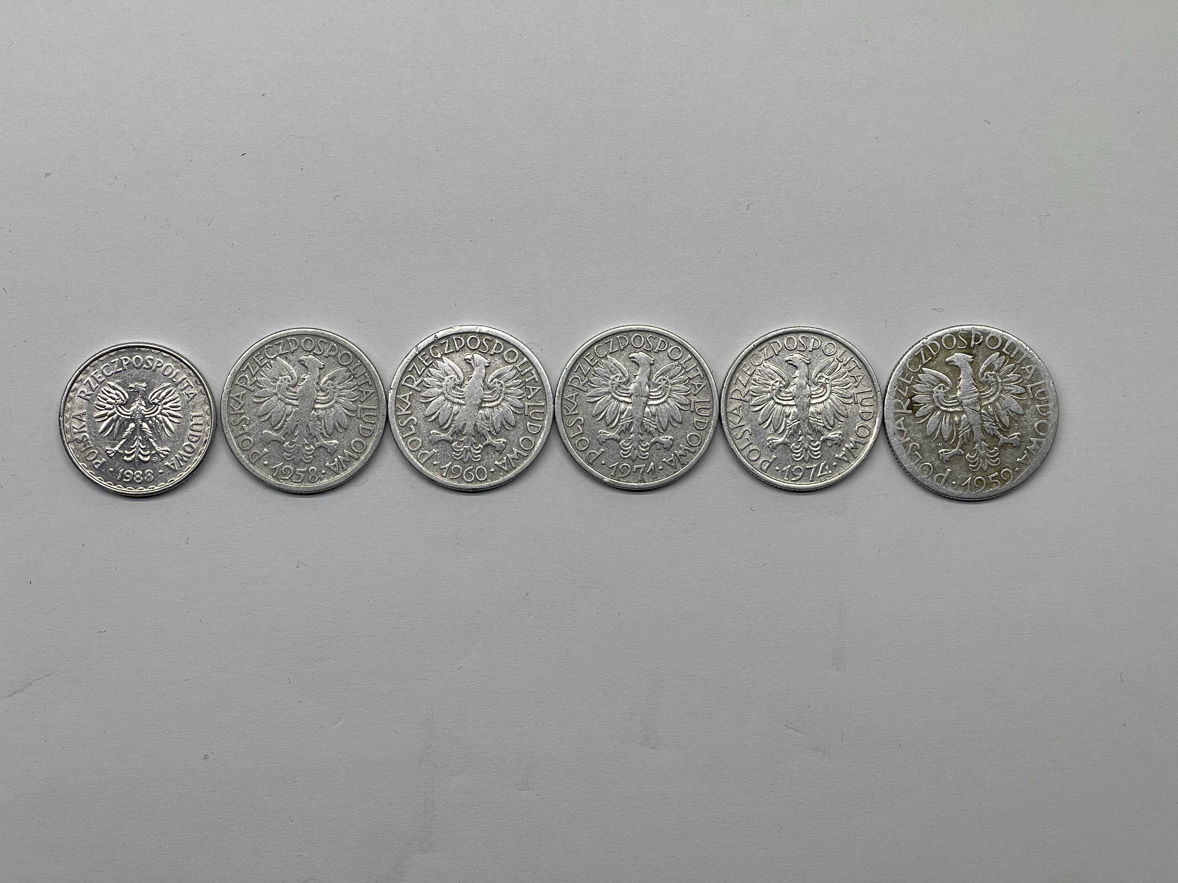 Zestaw monet PRL: 1 zł, 2 zł, 5 zł – lata 1958–1988