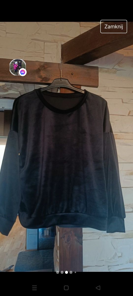 Piękny czarny, mięciutki dres welurowy w kolorze czarnym