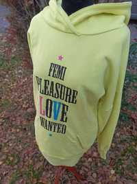 Żółta neonowa kolorowa długa bluza z kapturem Femi Pleasure S M hoodie