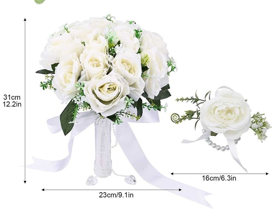 Ramo de noiva e boneca, em branco e rosa de casamento, ramo de flores