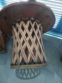 Stół, krzesla skóra bawola plus bambus