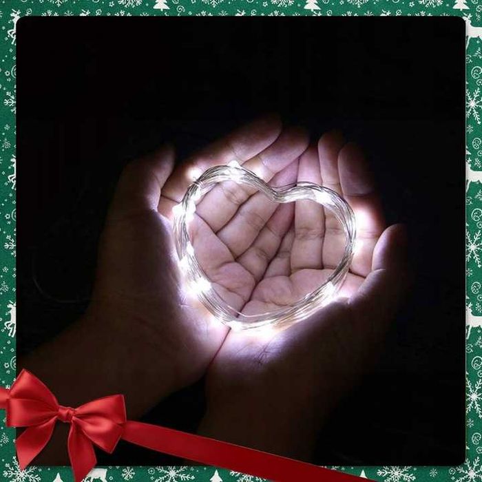 Lampki Druciki Led 2m 20 Lampek Białe Zimne Na Baterie Ozdobne