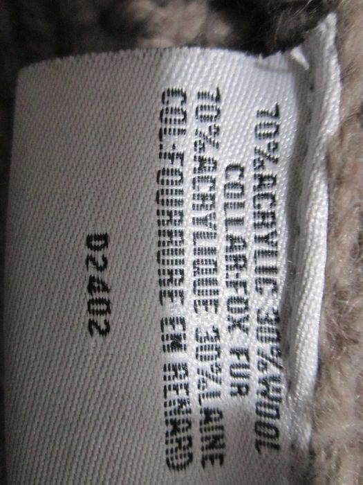 kamizelka wełniana z futrem naturalnym lisa rozm L-XL