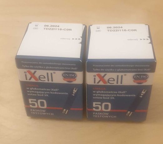 paski do glukometru linii iXell - dostępne 2 opakowania po 50 sztuk
