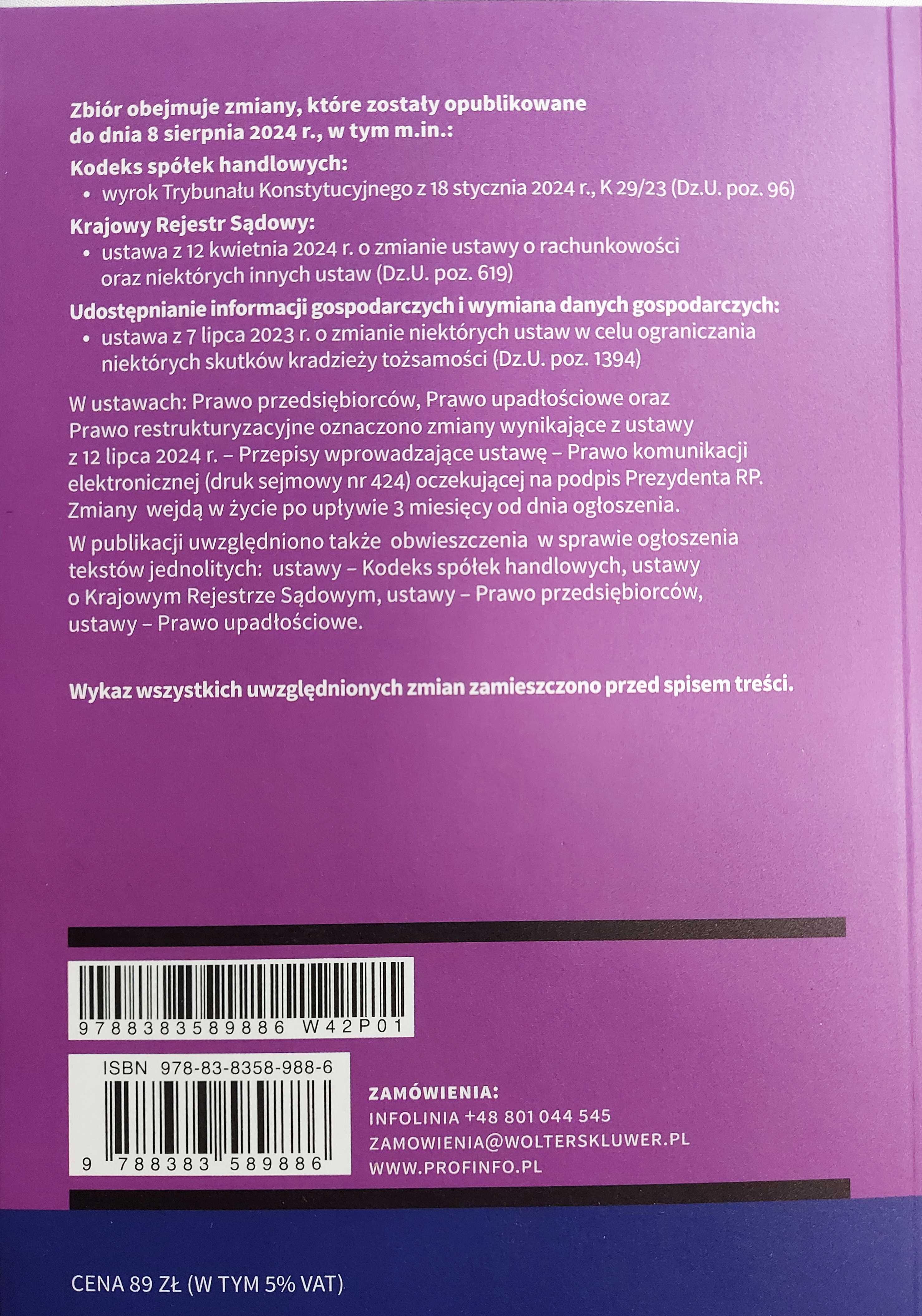 PRAWO HANDLOWE Zbiór przepisów 2024 Kodeks spółek handlowych KRS